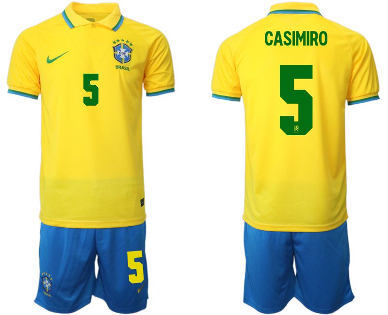 Cheap Men 2022 World Cup National Team Brazil home yellow 5 Soccer Jersey
